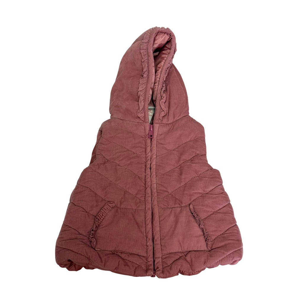 Aspen Kids Baby Girl Mauve Pink Corduroy Quilted Hooded Puffer Vest 6-9 Months